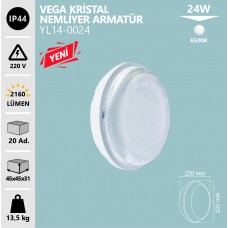 24W VEGA KRİSTAL NEMLİYER ARMATÜR 6500K